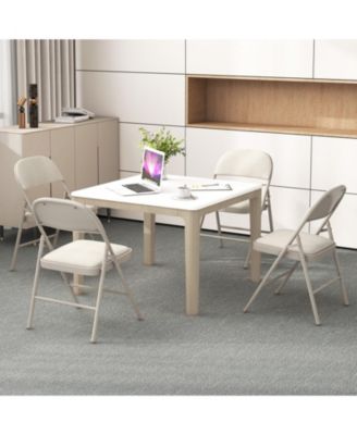 Foldable Padded Chair Set of 6 with Fabric Backrest and Metal Frame