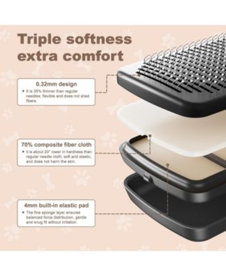 Self Cleaning Deshedding Cat Brush Adjustable 2 Level Pins One Click Cleaning Ergonomic Handle For Small Pets