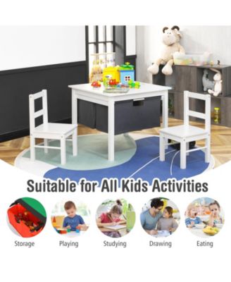 2-in-1 Kids Double-sided Activity Building Block Table with Drawers