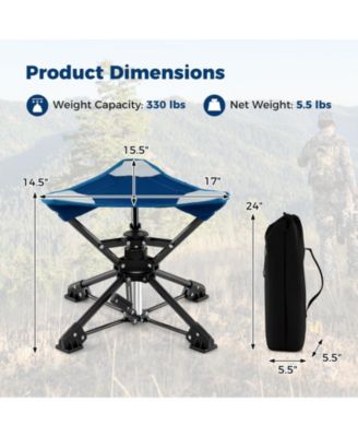 Folding Camping Stool Swivel Hunting Chair with Anti Sink Feet