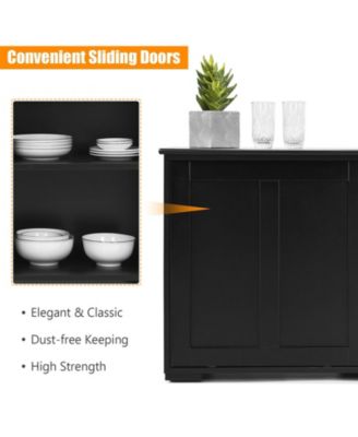 Kitchen Storage Cabinet with Sliding Door and Shelves