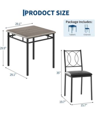 Dining Table Set for 2, Small Kitchen Table with Upholstered Chairs, Farmhouse Wood Dining Table Chairs for Kitchen Room, Small Spaces