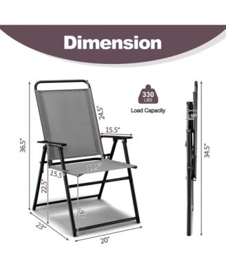 Set of 4 Folding Sling Chairs Portable chair w/ Dining Armrest Backrest Patio