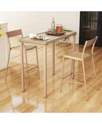 3-Piece Patio Bar Table Set with Bar Height Table and 2 Armless Chairs