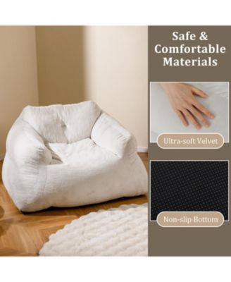 Plush Bean Bag Lazy Sofa Chair with Ultra-Soft Velvet Cover