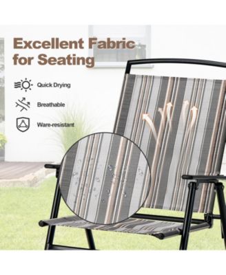 Set of 4 Portable Folding Sling Chairs Dining Armrest Backrest Outdoor Patio