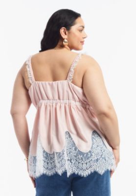 Women's Lace-Trim Satin Camisole Top