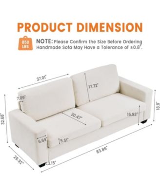 83 Inch Comfy Corduroy Couch Modern Upholstered Sofa Wide Armrests Cloud Couch Deep Seat Sturdy Living Room