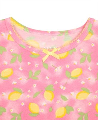 Toddler Girls' 12M-5T Round Neck Top and Printed Pants, 3-Piece Pajama Set