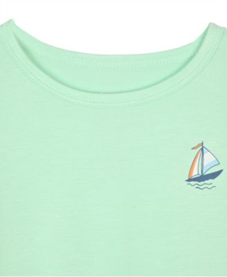 Baby and Toddler Boys 12M-5T Sail Boat Crewneck Top and Pants, 3-Piece Pajama Set