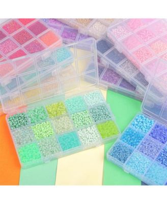 15 colors Glass Seed Tube Beads Bugle DIY Craft Beading Kit Gold