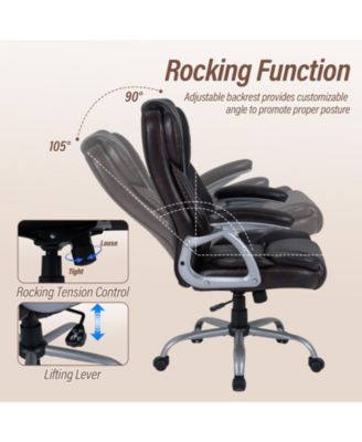 Ergonomic Executive Office Chair Leather Padded Seat Armrests