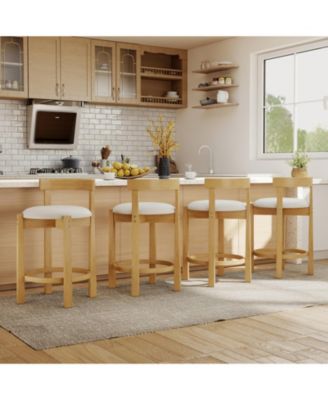 24 in Velvet Upholstered Counter Height Bar Stools Set of 4