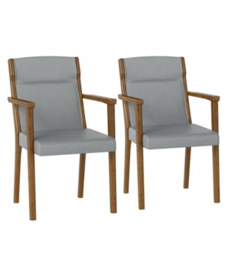 High-Back Wooden Accent Chairs Set of 2 with Padded Cushions