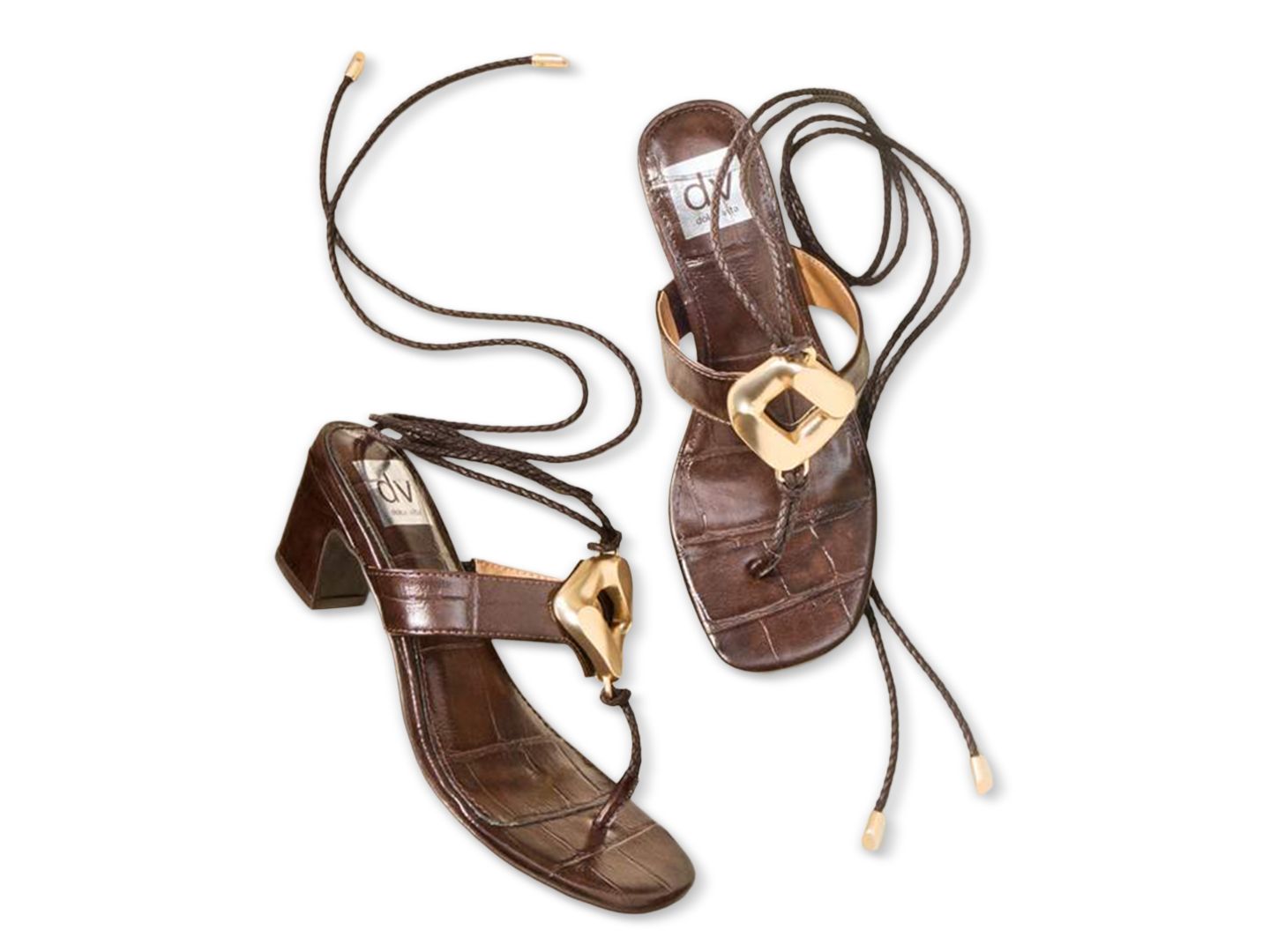 Женские сандалии DV Dolce Vita Stanza Embellished Lace-Up Leg-Wrap Dress Sandals, цвет: Шоколадный коричневый — фото 6