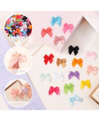 200pcs Mini Satin Ribbon Bows Tiny Crafts Decoration DIY Cheer Pins Clothespins Accessories Wedding Gift Box Ornament Multicolored