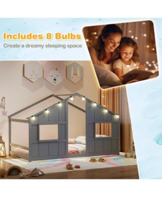 House Bed Montessori Floor Bed with LED Lights