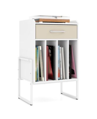 Record Player Stand with Drawer and Vinyl Record Storage