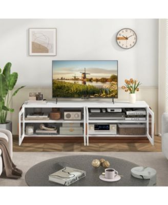 70 in TV Stand with 4 Tempered Glass Doors for TVs up to 75