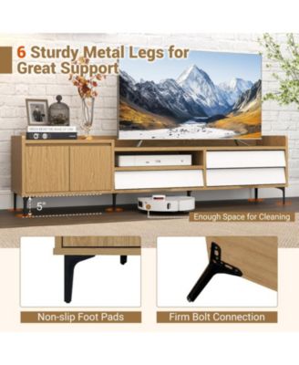 71 in Mid-Century Entertainment Center with Drawers and Storage Cabinet