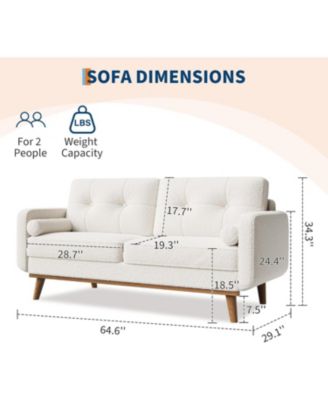 Mid Century Loveseat Comfy Modern Couch Two Seat Teddy Fleece Boucle Upholstered Deep Seat Bedroom Office