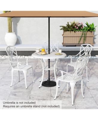 Round Cast Aluminum Patio Dining Table with Umbrella Hole