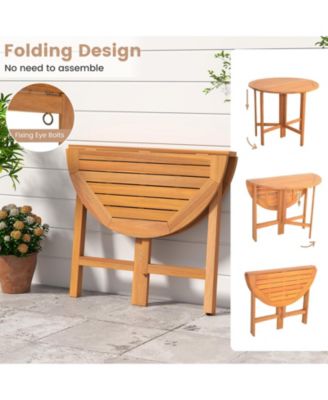 36 in Round Folding Acacia Wood Patio Dining Table