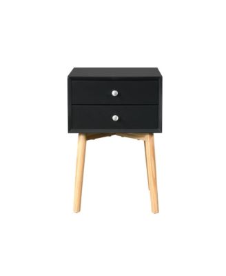 Mid-Century Modern Nightstand with 2 Drawers and Rubber Wood Legs, Bedside Table, Sturdy Storage Cabinet for Bedroom, Study and Living Room