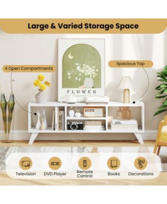 48 in Modern TV Console with 4 Open Storage Compartments