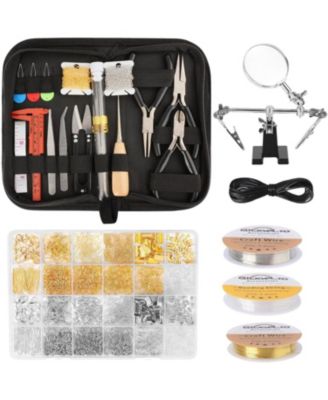 1810 PCS Jewelry Making Kit Pliers Wires Findings Chains Magnifier Storage Bag