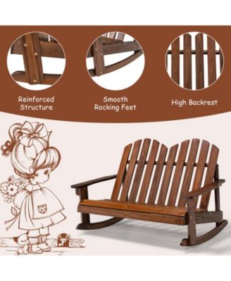 Fir Wood Outdoor Rocking Chair 2-Person with Slatted Seat