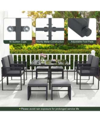 9 Piece Patio Dining Set with Cushions for Yard and Garden