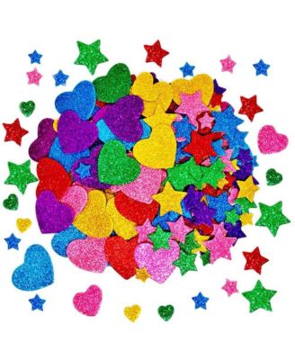 260pcs Glitter Foam Stickers Self Adhesive Stars Hearts Kids Arts Craft Supplies Greeting Cards Home Decoration