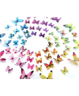 60pieces Butterfly Wall Decor Plastic Art Decorations Birthday Wedding Christmas Party Cake Removable Stickers