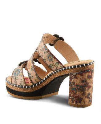 L`Artiste Women's Milemarker  Floral Sandal with Cushioned Footbed Comfort