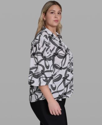 Plus Size Button-Front Blouse