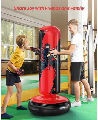 Punching Bag for Kids, 66 Inch Stable Inflatable Boxing Bag with Boxing Gloves, Stand Kids Punching Bag Toy for Boys