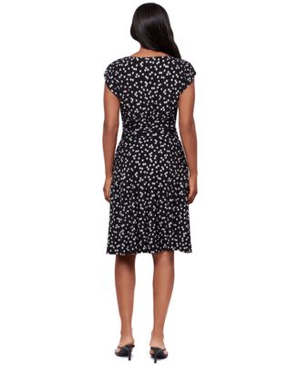 Women's Dot-Print Boat Neck Short-Sleeve Dress