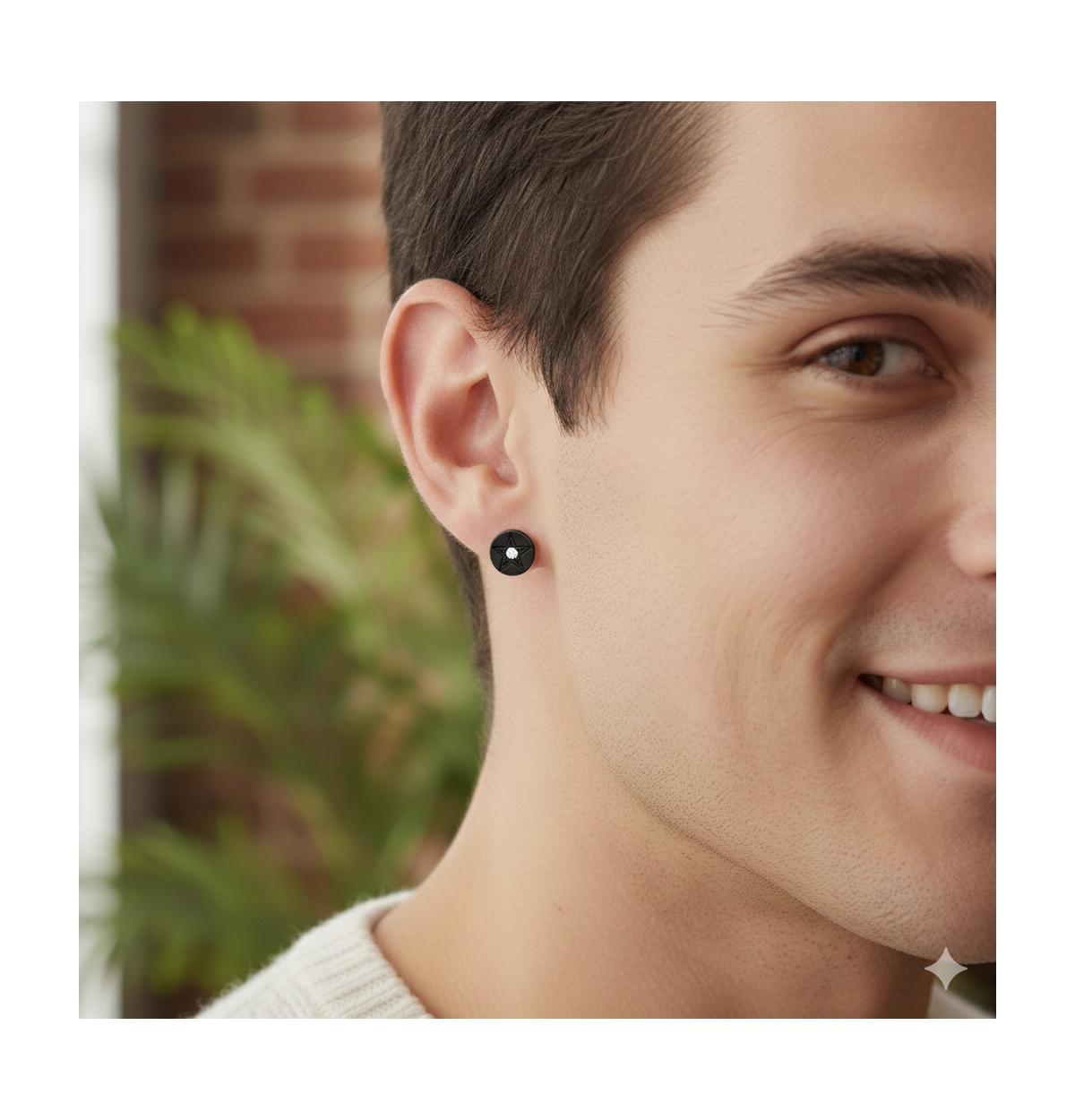 Metallo Stainless Steel, Round Star Cz Studs