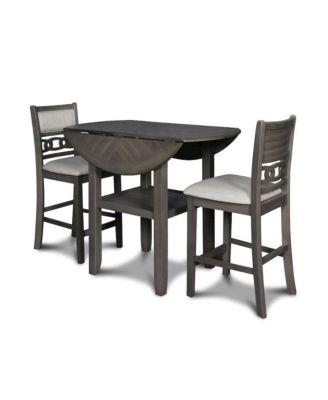 Gia 3-Piece 42" Wood Counter Drop Leaf Table Set