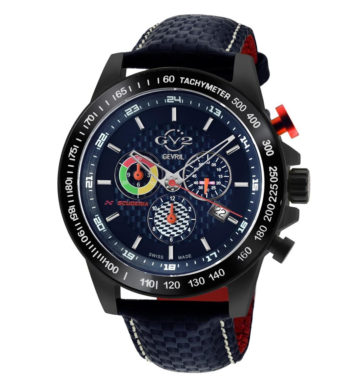GV2 by Gevril Men's Scuderia Swiss Quartz Italian Leather Strap Watch