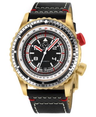 GV2 Men's Contasecondi Swiss Automatic Leather Strap Watch