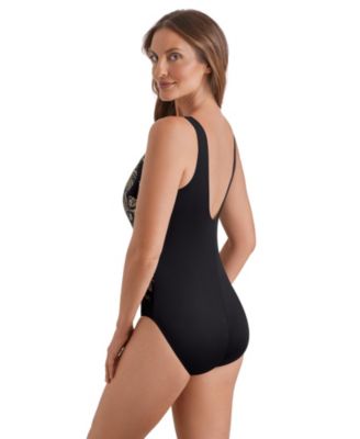 Women's Twist Pull Sash Tank Long Torso One-Piece Swimsuit