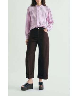 Women's Shoulder Pad Effect Striped Shirt