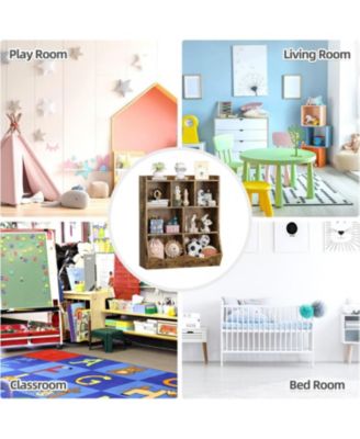 3-Tier Kids Bookcase and Toy Storage Cabinet, Multiple Shelves with Cubby Cabinet, For Kindergarten, Bedroom, Playroom