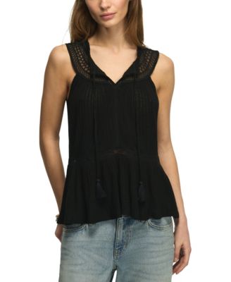Women's Peplum Lace Trimmed Sleeveless Tank