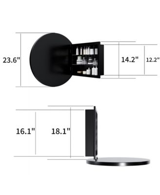 BUSDAYS23.6 Inch Round Surface Mount Bathroom Cabinet Metal Framed Mirror with Adjustable Shelves Bathroom Wall Storage