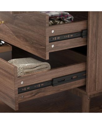 Armoire with 2-Drawers, Hanging Rod and Metal Handles