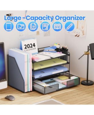Desk Organizer 4-Tier File Drawer Pen Holders
