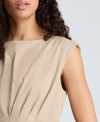 Women's Sleeveless Boat Neck Midi Dress